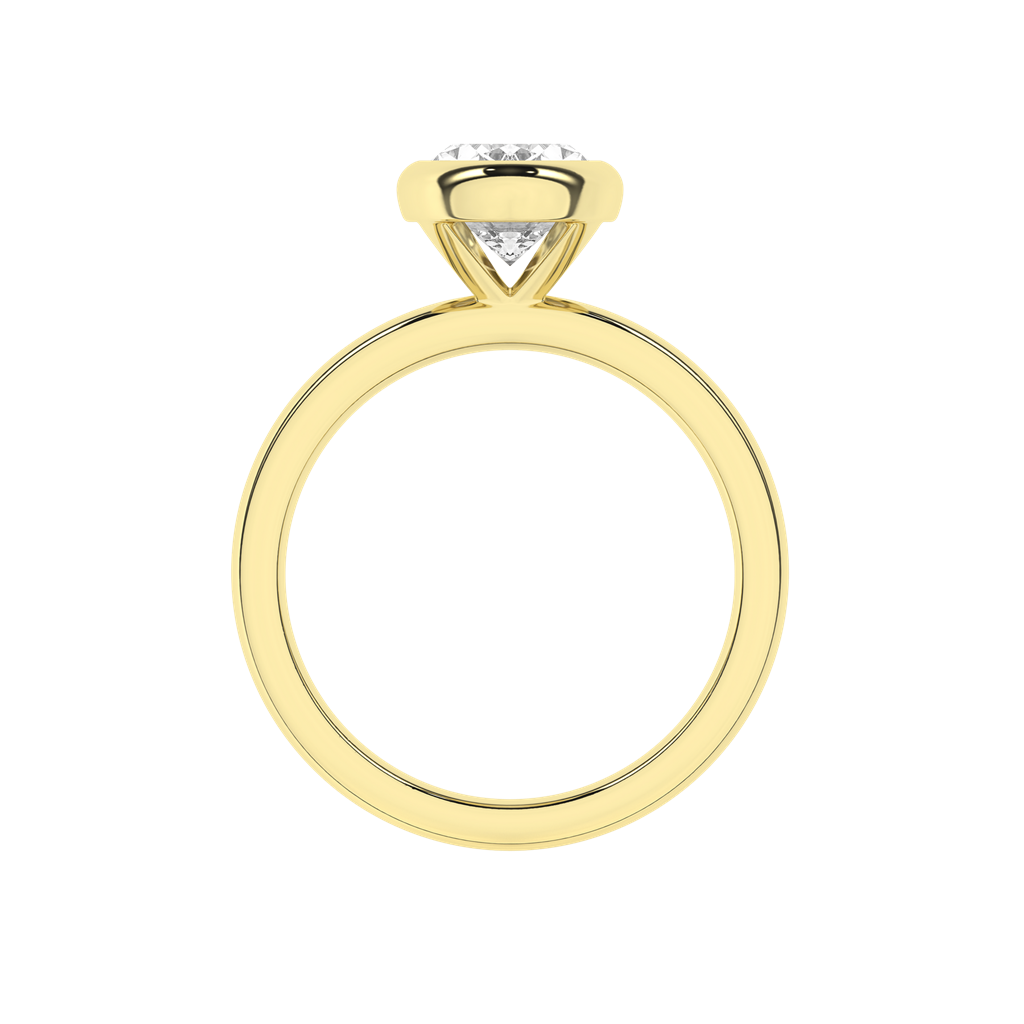 Revelation 14K Yellow Gold 2 CTW Lab Grown Oval Shaped Bezel Set Solitaire Engagement Ring