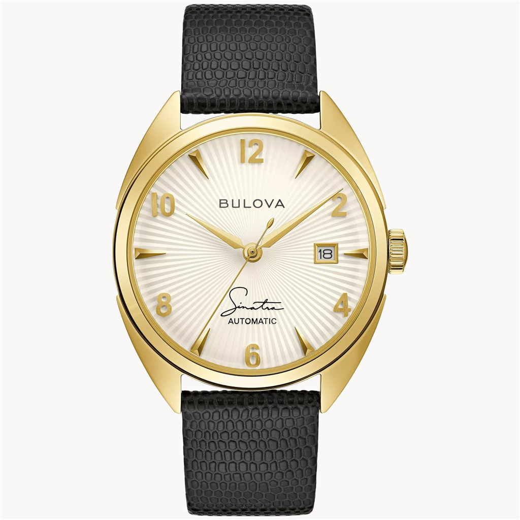 Bulova Men's Frank Sintra "Fly Me To The Moon" Black Leather Strap Watch