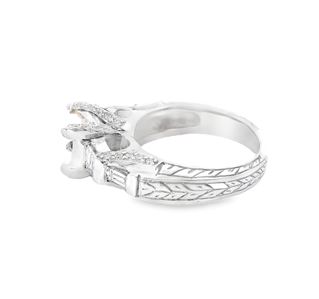 18K Whtie Gold And 0.81 CTW Diamond Semi-Mount Engagement Ring