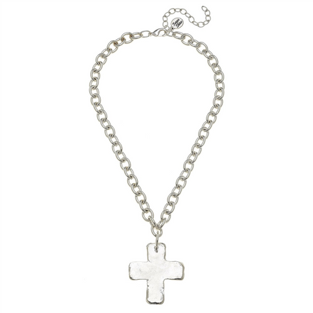 Susan Shaw Silver Solid Cross Necklace