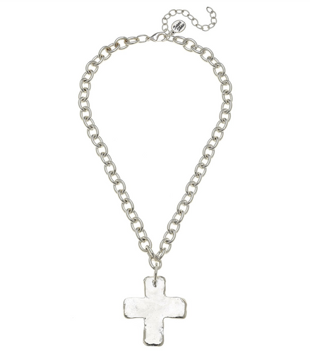 Susan Shaw Silver Solid Cross Necklace