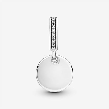 Pandora Moments Engravable Disk and Heart Dangle Charm