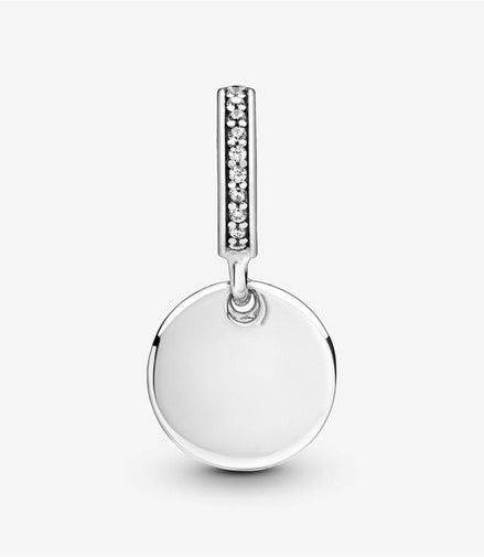 Pandora Moments Engravable Disk and Heart Dangle Charm