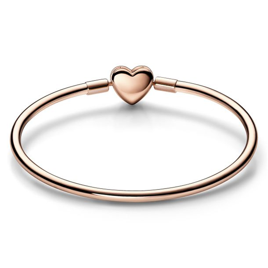 Pandora Moments Rose Heart And Butterfly Bangle Charm Bracelet Size 19