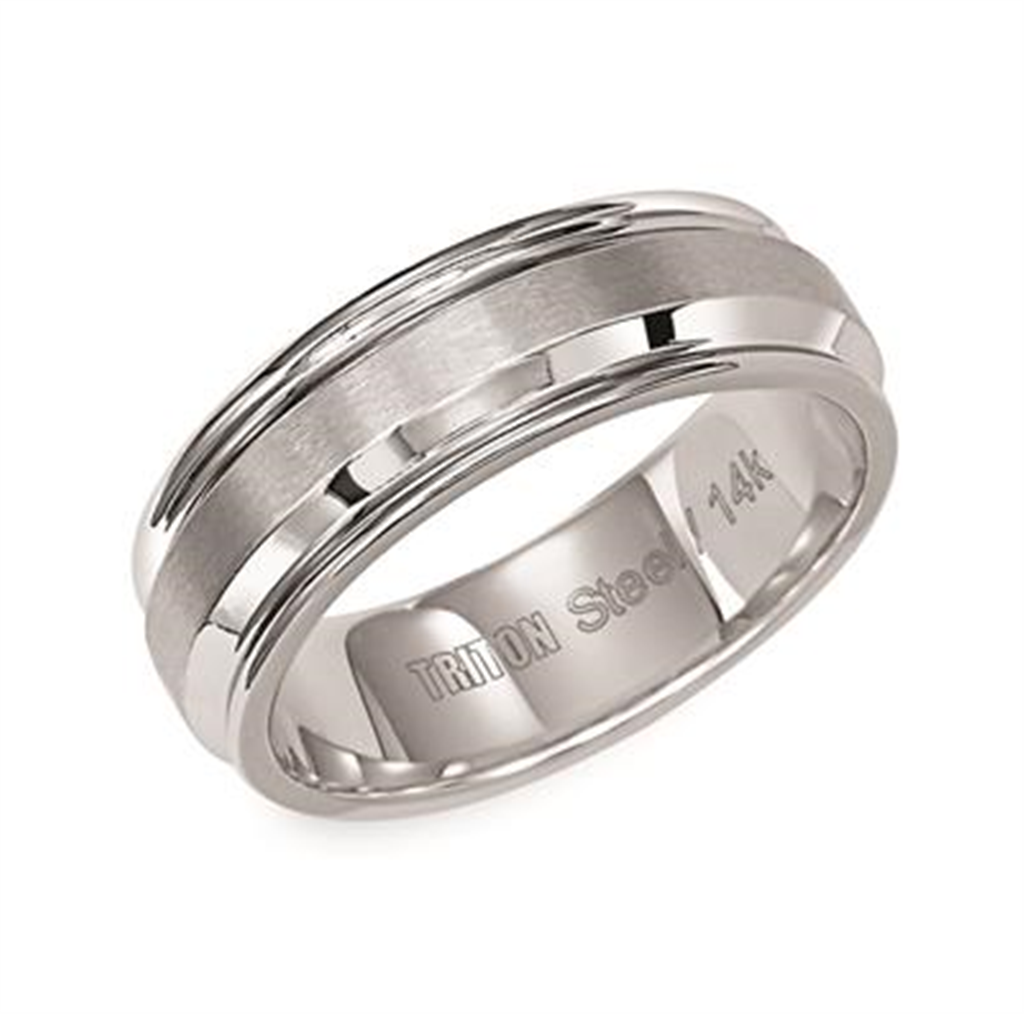 Triton Mens Stainless Steel Comfort Fit Band