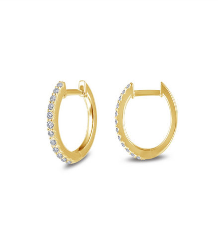 Lafonn 0.24 CTW Simulated Diamond Gold Overlay Oval Huggie Hoop Earrings