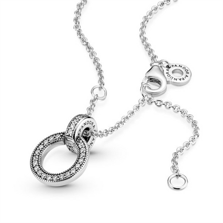 Pandora Signature Double Circle Pendant & Necklace 45 cm