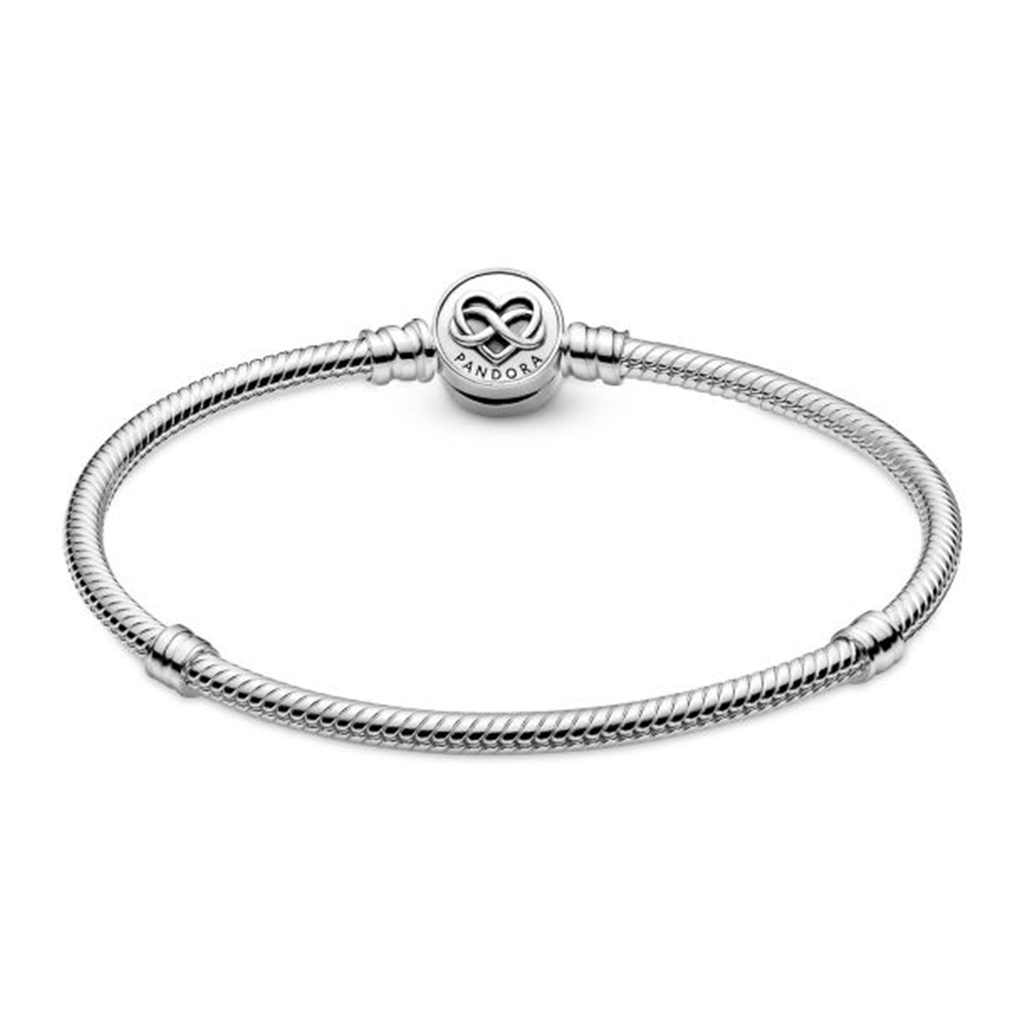 Pandora Moments Heart Infinity Clasp Snake Chain Bracelet Size 17