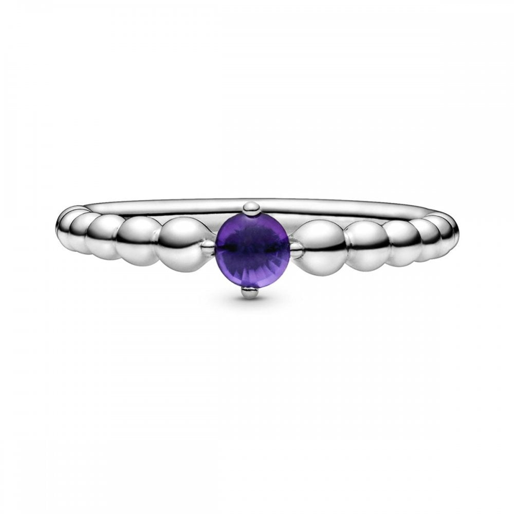 Pandora Moments February Purple Beaded Ring Size 6