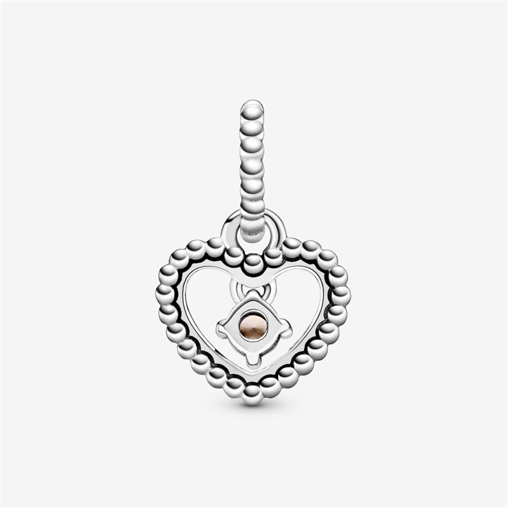Pandora Moments June Misty Rose Beaded Heart Dangle Charm