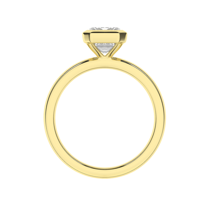 Revelation 14K Yellow Gold Bezeled Emerald Cut Lab Grown Diamond Engagement Ring