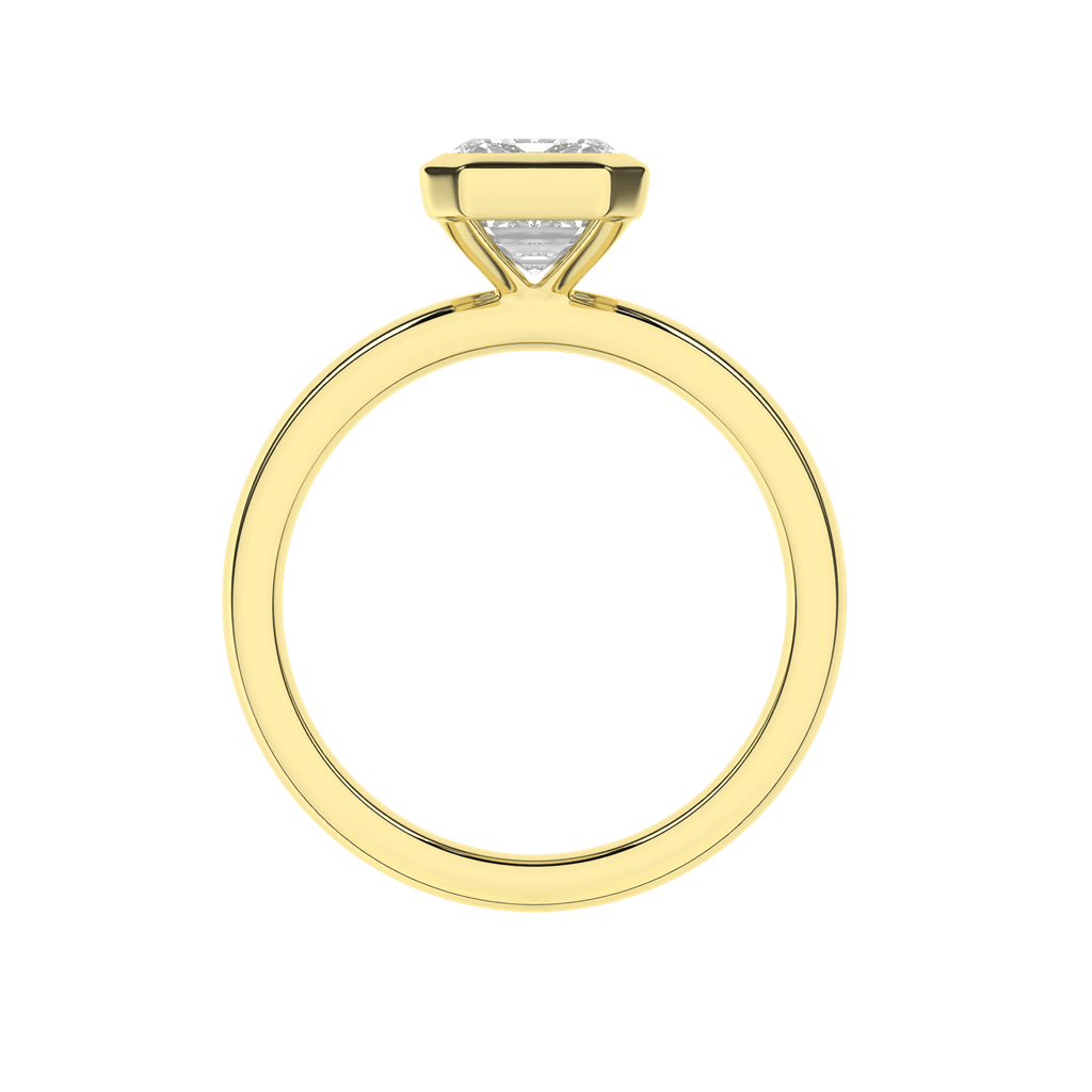 Revelation 14K Yellow Gold Bezeled Emerald Cut Lab Grown Diamond Engagement Ring