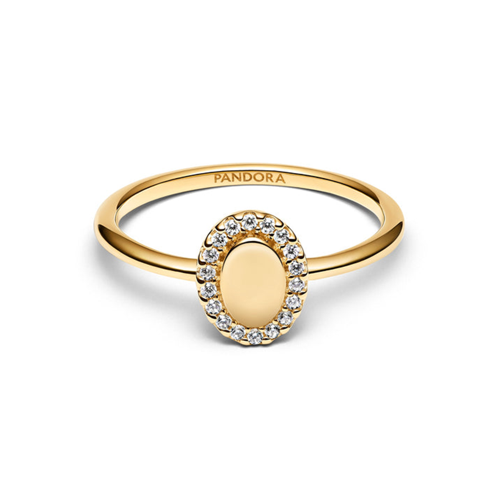 Pandora Timeless Engravable Oval Halo Ring Size 7