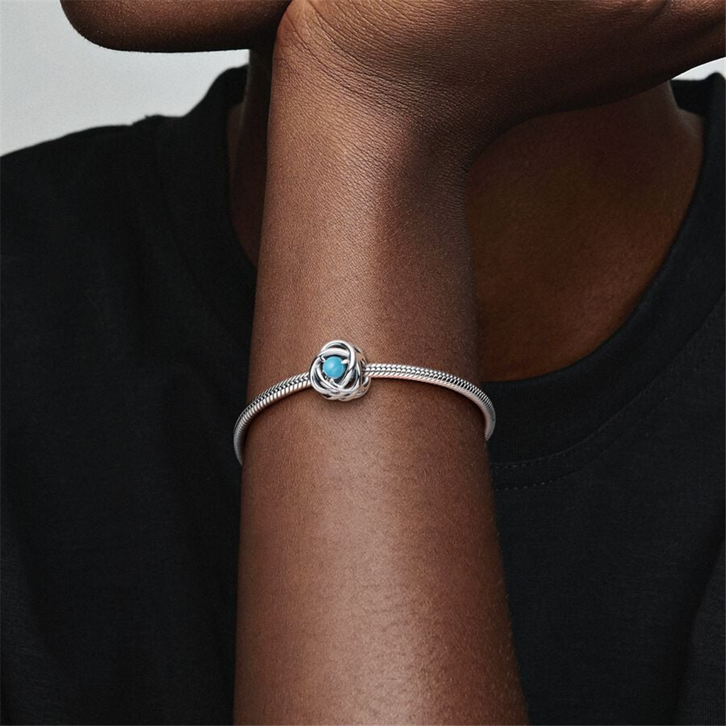 Pandora Moments December Turquoise Blue Eternity Circle Charm