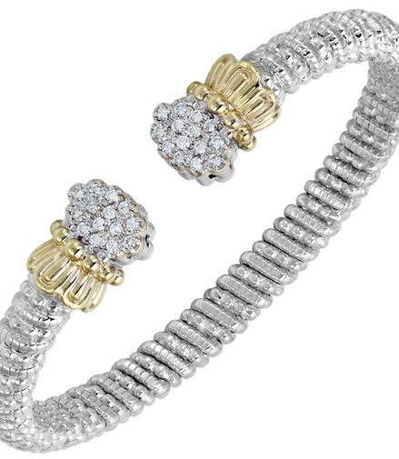 Vahan 14K Gold And Sterling Silver 6mm Diamond Open Cuff Bracelet