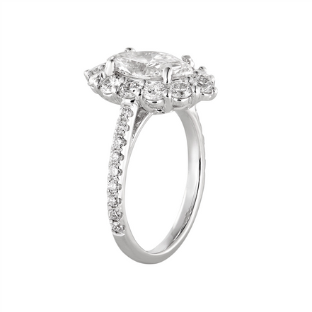 14K White Gold Marquise Center Lab Grown Diamond Engagement Ring