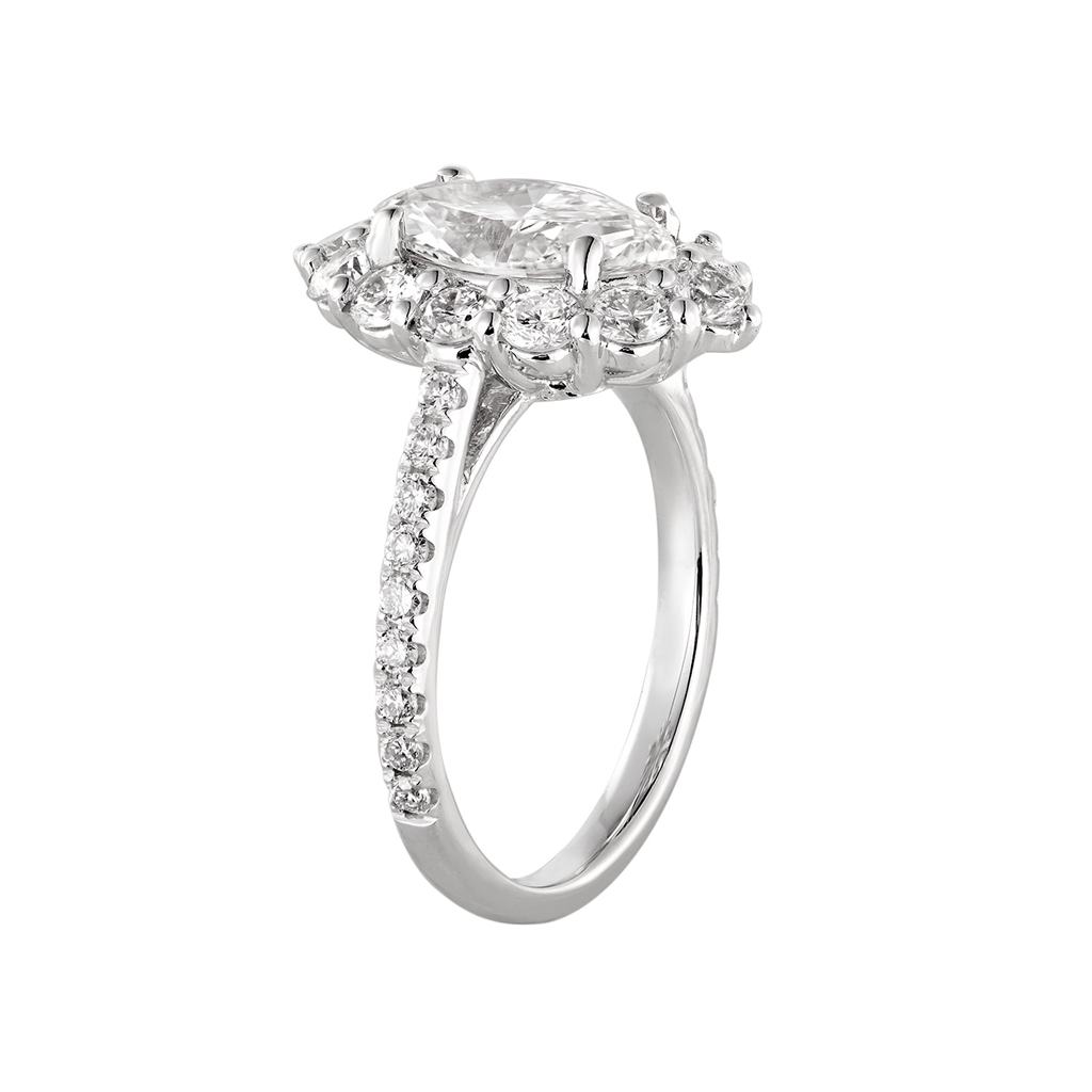 14K White Gold Marquise Center Lab Grown Diamond Engagement Ring