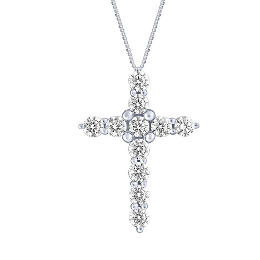 14K Gold And .50 CT Diamond Cross Necklace