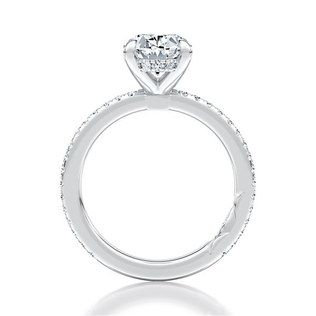A.JAFFE 14K White Gold Oval Cut Diamond Engagement Ring