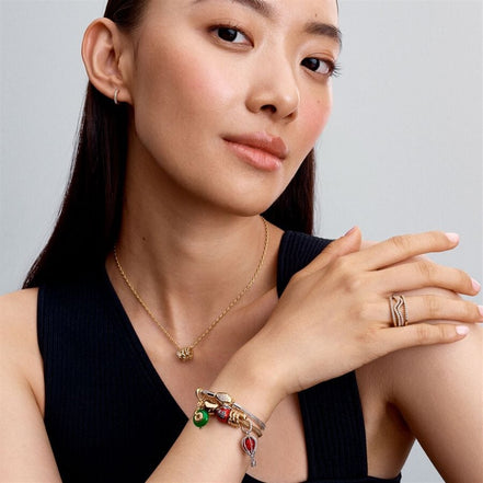 Pandora Moments Snake Clasp And Chain Bracelet Size 18