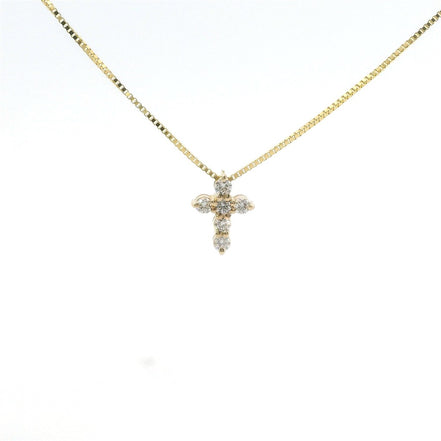 14K Yellow Gold .12CTW Diamond Cross Necklace