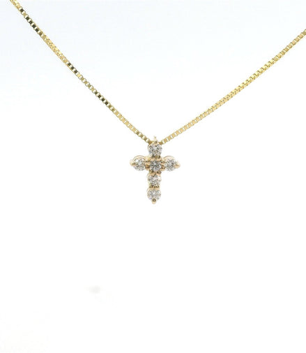 14K Yellow Gold .12CTW Diamond Cross Necklace
