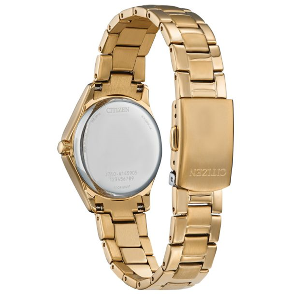 Citizen Ladies' Eco-Drive Crystal Champagne Dial Gold-Tone Watch