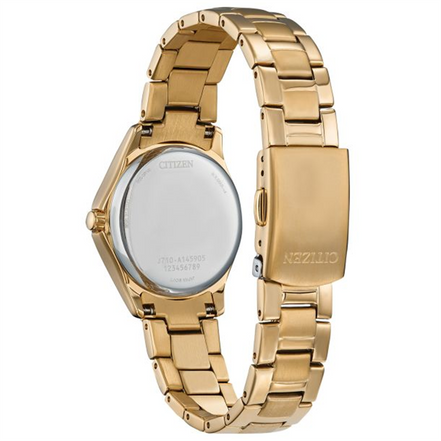 Citizen Ladies' Eco-Drive Crystal Champagne Dial Gold-Tone Watch