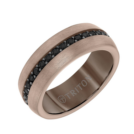 Triton Brown Tungsten and Black Sapphire Eternity Band Size 10