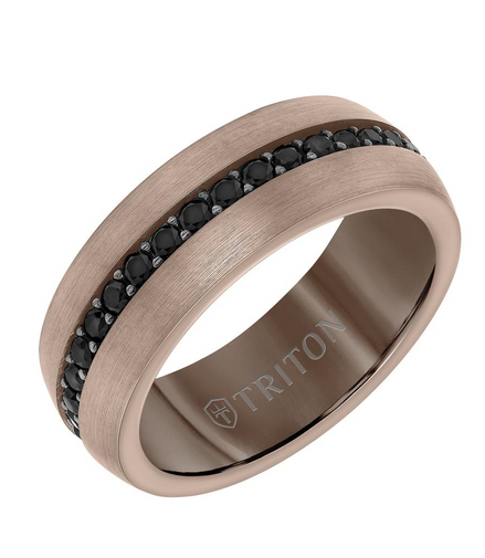 Triton Brown Tungsten and Black Sapphire Eternity Band Size 10