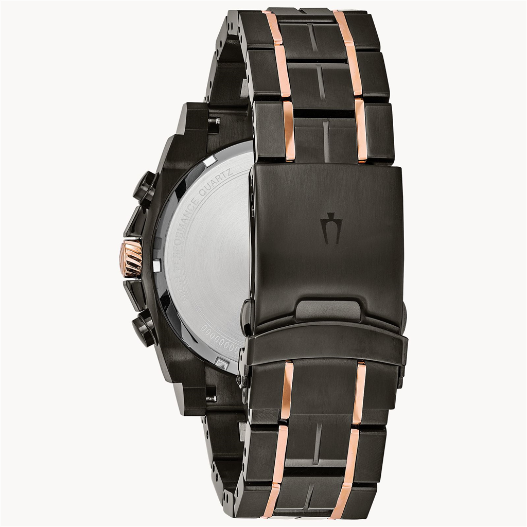 Bulova Men's Icon Precisionist Rose Gold Tone Black Diamond Dial Watch