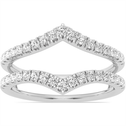 14K White Gold 0.50 CTW Diamond V-Shape Contour Jacket Enhancer Band