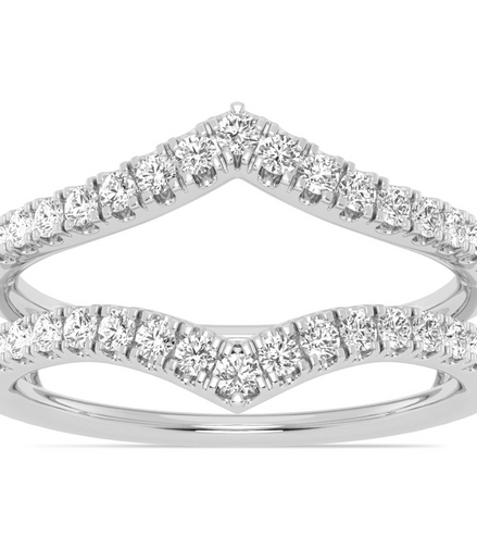 14K White Gold 0.50 CTW Diamond V-Shape Contour Jacket Enhancer Band