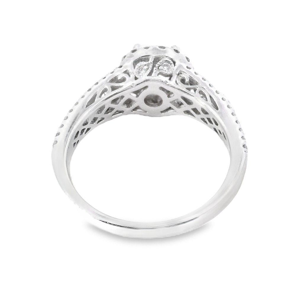 14K White Gold Halo Diamond Semi-Mount Engagement Ring