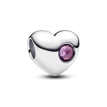 Pandora Engravable Purple Stone Heart Charm