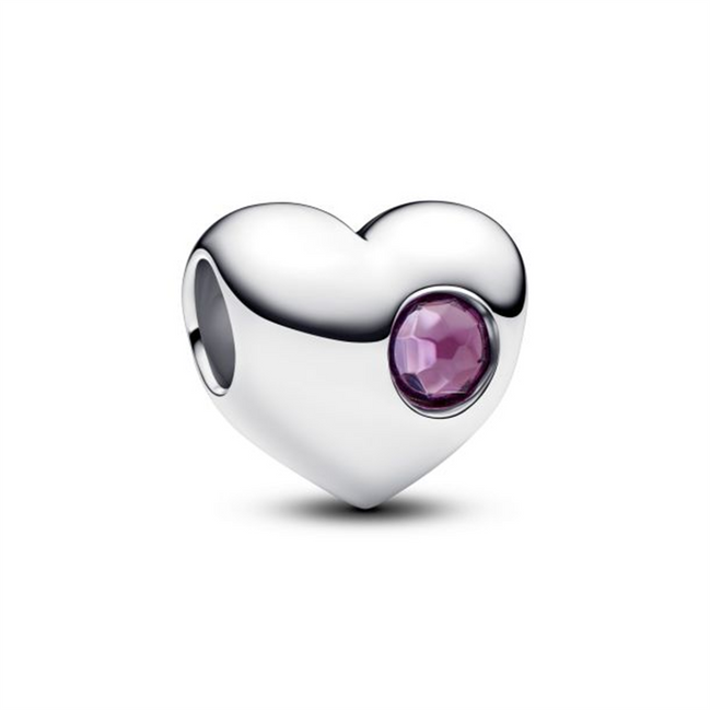 Pandora Engravable Purple Stone Heart Charm