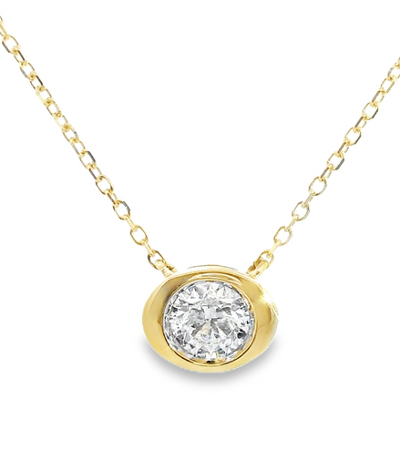 14Ky Bezel Diamond Pendant Necklace