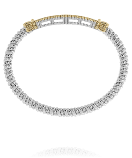 Alwand Vahan 14K Yellow Gold and Sterling Silver Diamond Cluster 4mm Closed Bracelet