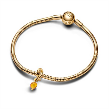Pandora Moments November Birthstone Faceted Honey Eternity Circle Dangle Charm