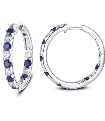 Lafonn 3.52 CTW Simulated Diamond and Sapphire Inside Out Hoop Earrings