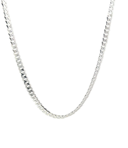 14K White Gold Flat Curb Link Chain 24"
