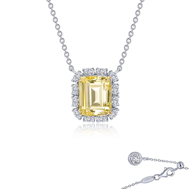 Lafonn 6.66 CTW Simulated Diamond Emerald Cut Halo Necklace
