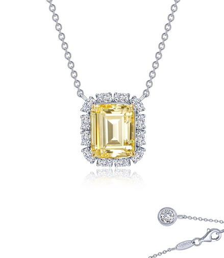 Lafonn 6.66 CTW Simulated Diamond Emerald Cut Halo Necklace