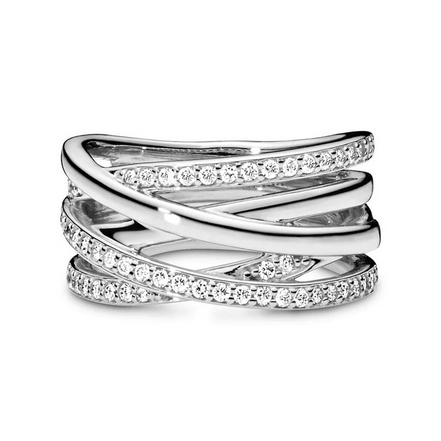 Pandora Timeless Sparkling And Polished Lines Ring Size 5