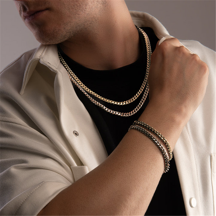 Desmos Men's 18K Gold Plated Bombe Bracelet 8"
