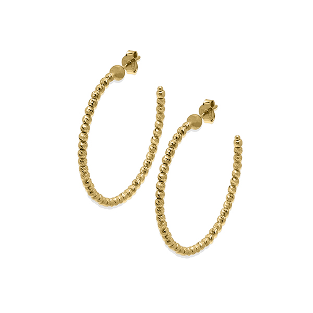 Desmos 18K Gold Overlay 35mm Slash Diamond-Cut Hoop Earrings