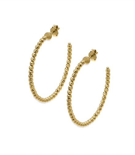 Desmos 18K Gold Overlay 35mm Slash Diamond-Cut Hoop Earrings