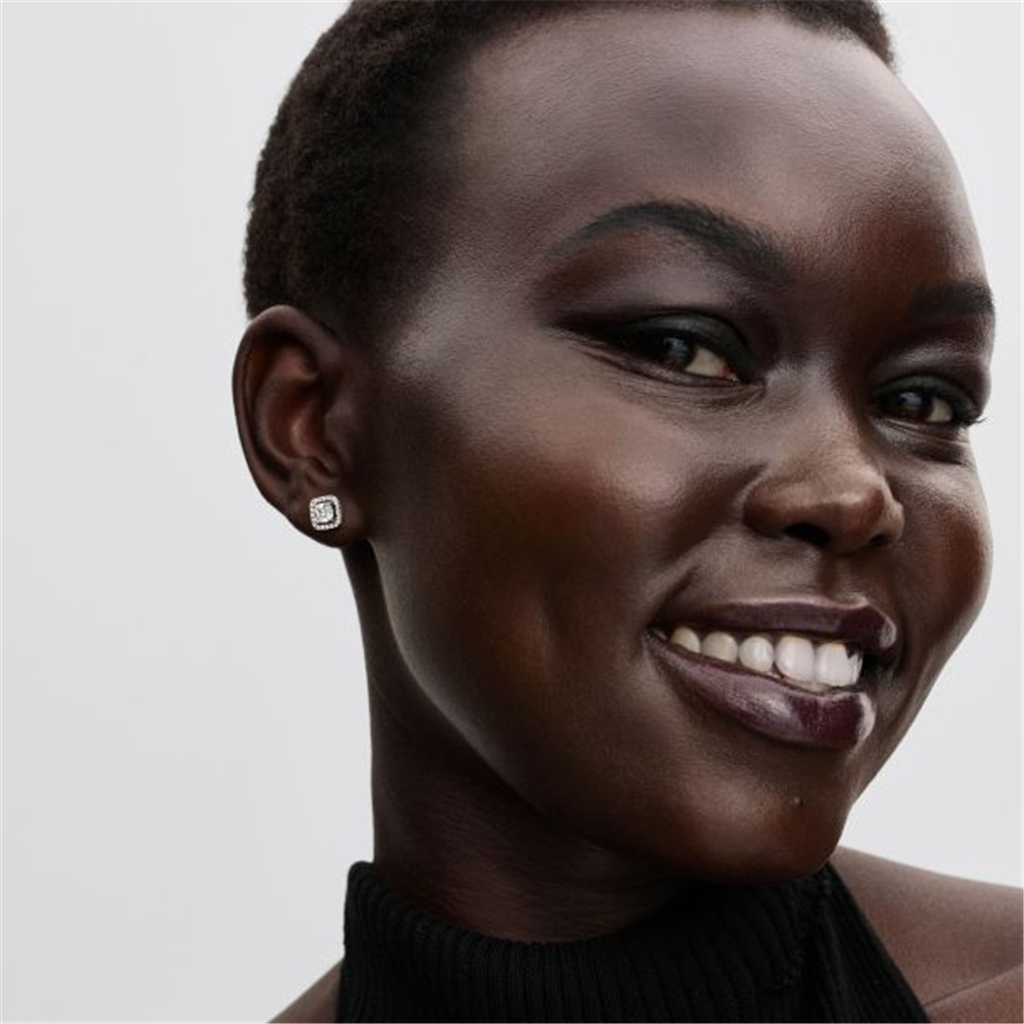 Pandora Square Halo Stud Earrings