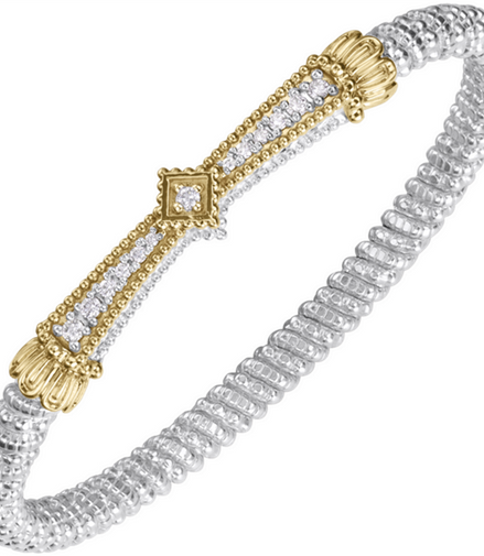 Vahan 14K Gold And Sterling Silver Diamond 4mm Closed Bracelet