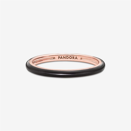 Pandora ME Black Enamel Stackable Ring Size 5